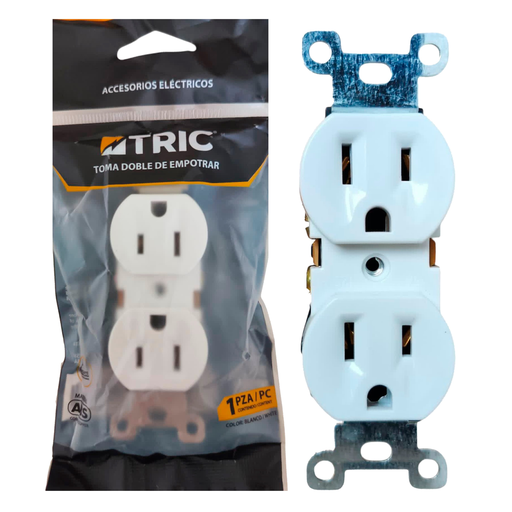 [T-SA270VW] Tomacorriente doble 2p + t ac125v 15a TRIC (blanco)