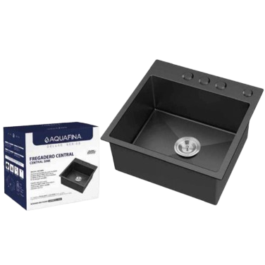 [A-5050B] Fregadero sobreponer 1 ponchera acero inoxidable 50cm x 50cm AQUAFINA (gunmetal)
