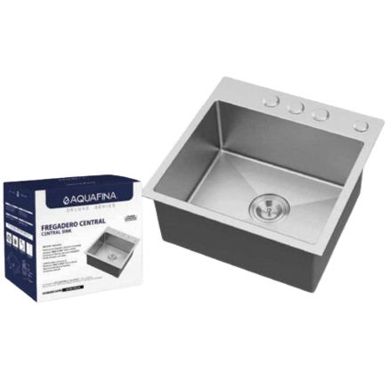 [A-5050A] Fregadero sobreponer 1 ponchera acero inoxidable 50cm x 50cm AQUAFINA (satinado)