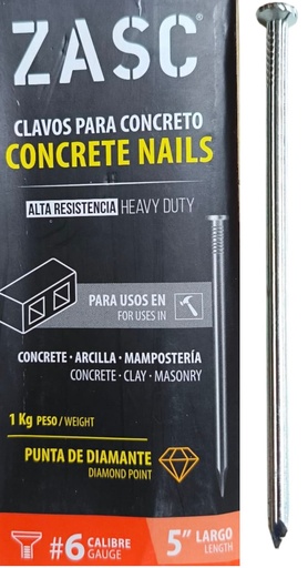 [Z-K5] Clavo para concreto #6 x 5" ZASC (1 kg)