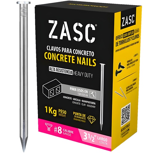 [Z-K3.5] Clavo para concreto #8 x 3,5" ZASC (1 kg)