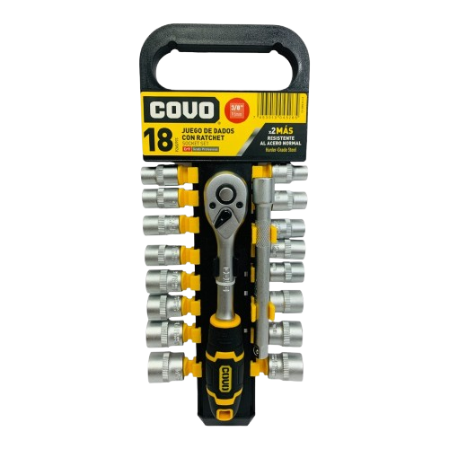 [CV-SWS18-3-8] Dados con ratchet ataque 3/8" COVO (set 18pz)