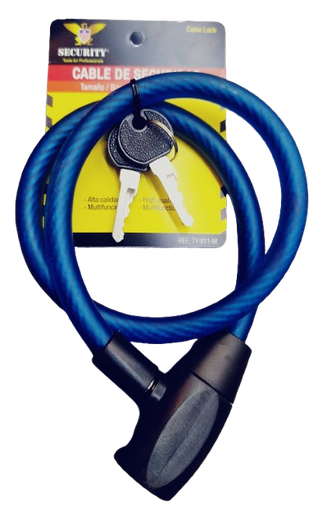 [TY-811-M] Candado tipo cable para bicicleta 12.5mm x 740mm (2 Llaves) SECURITY