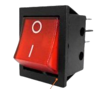 [SW-144-1] Switch plastico boton rojo 2 pases 4 pin OK PRODUCTS (16A/250V)