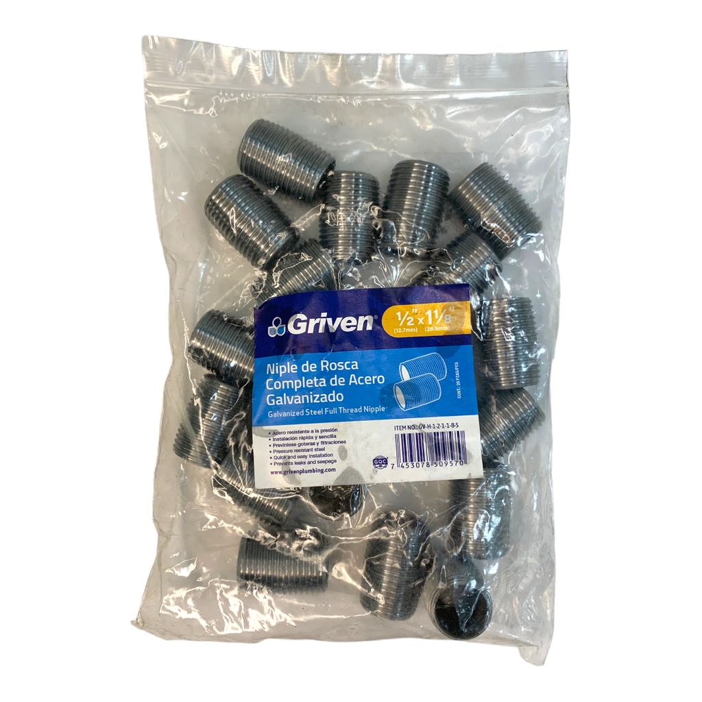 Niple galvanizado mr x mr GRIVEN (por unidad)