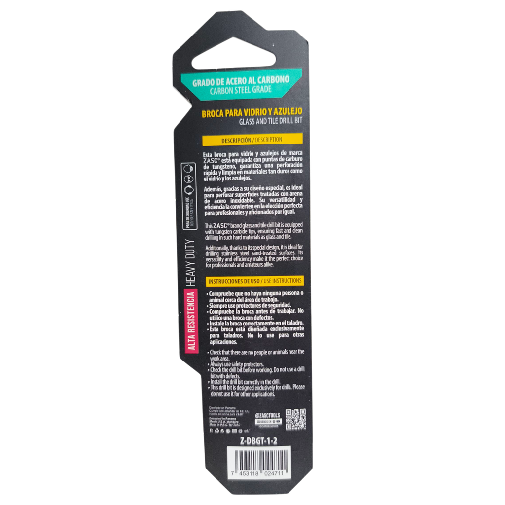 Mecha para vidrio y cerámica ZASC (1/2'')