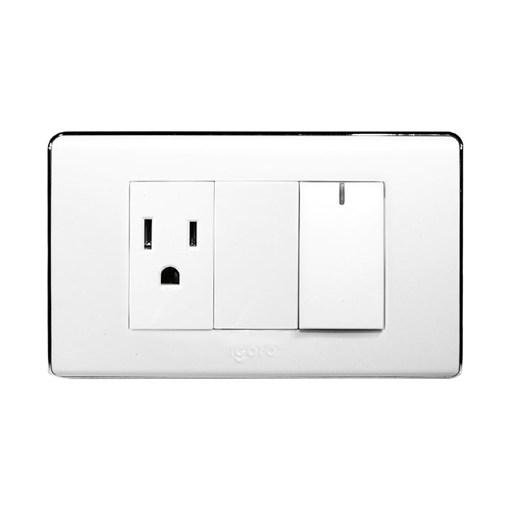 Interruptor + tomacorriente 2p + t IGOTO (serie a60 white)