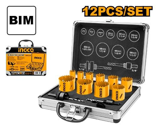 Broca bimetal tipo sierra de copa INGCO (set 12pz)