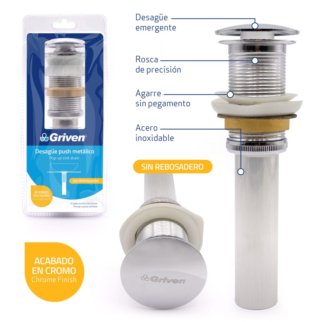 Desague para lavamanos GRIVEN (cromado)