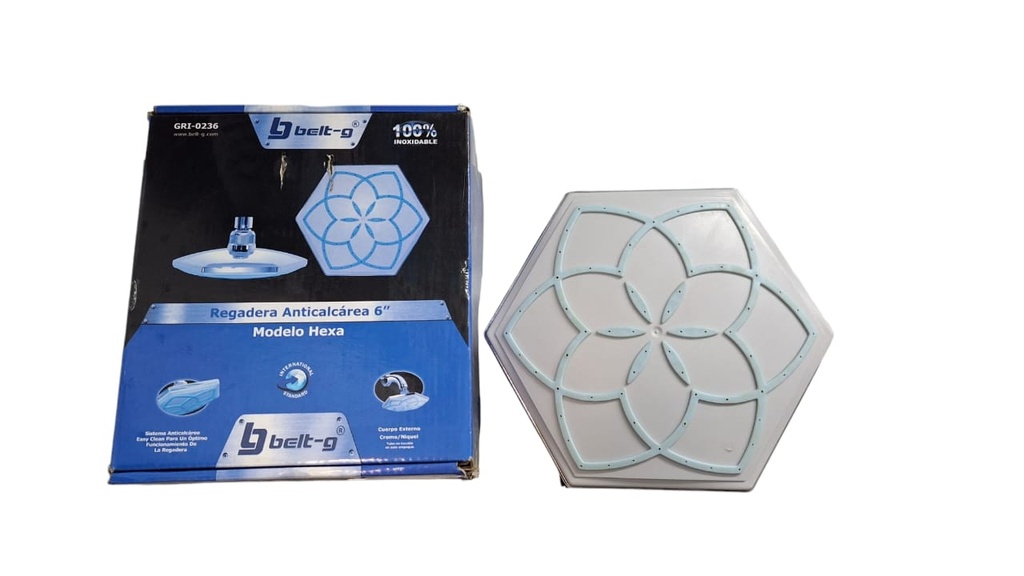 Regadera anticalcarea 6'' hexa BELT-G