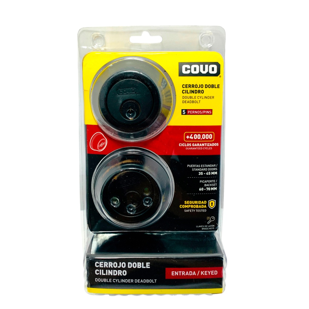 Cerrojo 45mm negro mate  COVO (llave-llave)
