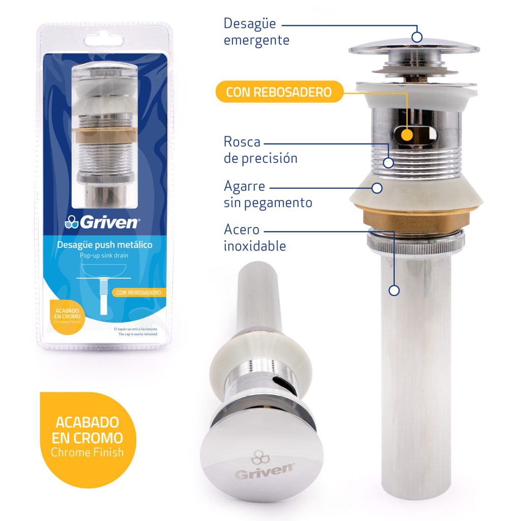 Desague para lavamanos GRIVEN (cromado)
