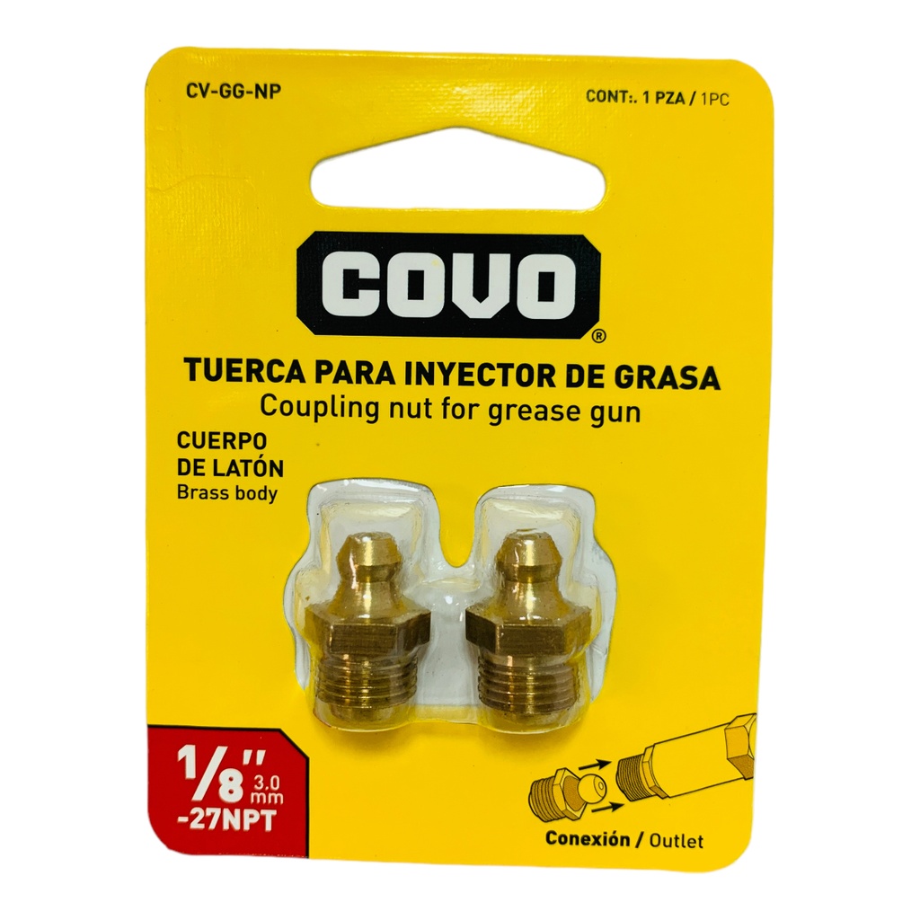 Tuerca para inyectar grasa 1/8'' COVO (set 2pz)