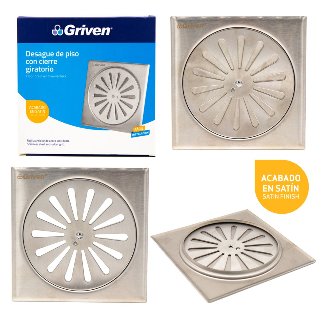 DESAGUE DE PISO 12CMX12CM GIRATORIO GRIVEN