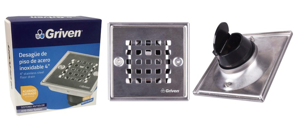 Desague para piso 4'' x 4'' anti-olor GRIVEN
