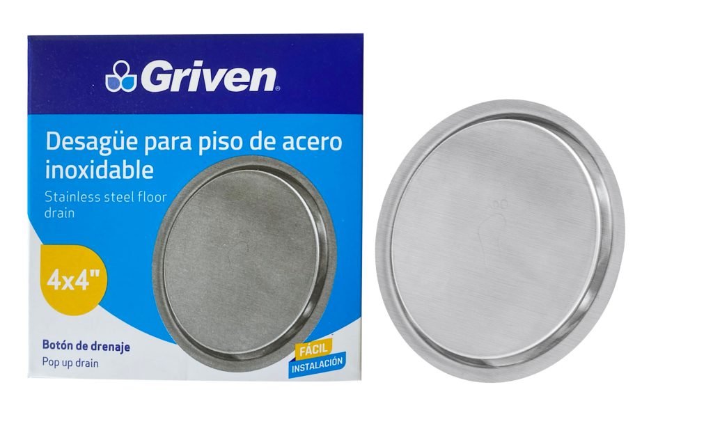 Desague de piso  4″ x 4″ tipo push GRIVEN (inox)