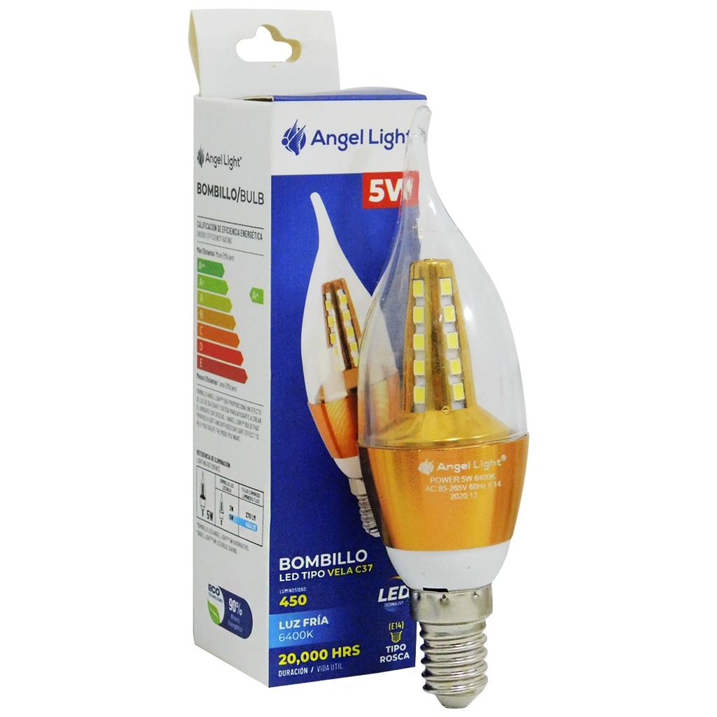 BOMBILLO LED 5W E14 6400K 80-265V TIPO VELA ANGEL LIGHT 
