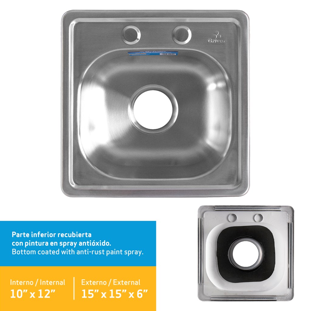 Fregadero indvidual acero inoxidable GRIVEN (25cm x 30cm)