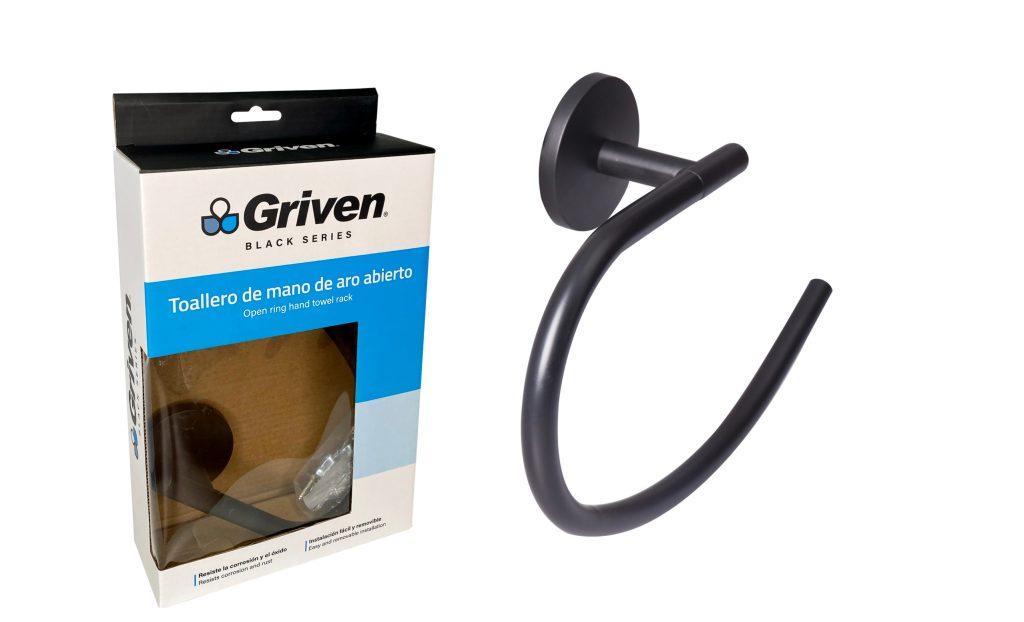 Toallero de mano de aro abierto GRIVEN (black)