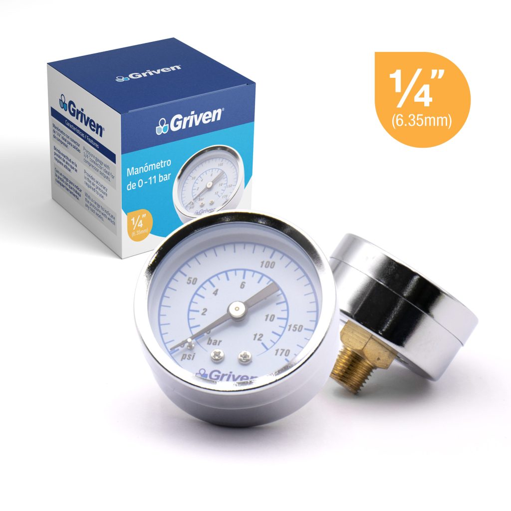 Manometro 1/4'' 170psi GRIVEN (seco)