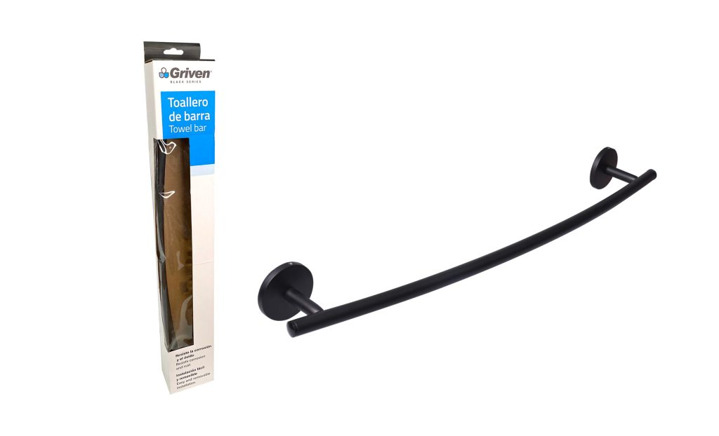 Toallero de barra GRIVEN (negro mate)