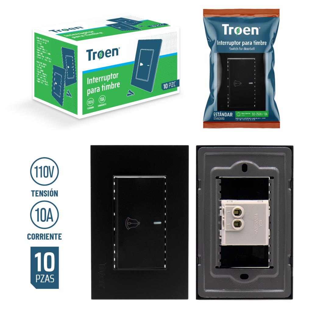 TIMBRE PARA PUERTA NEGRA TROEN 