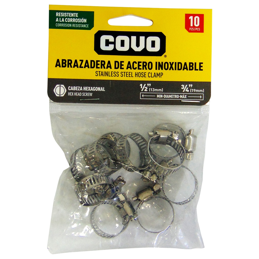 Abrazadera de acero inoxidable COVO (por unidad)