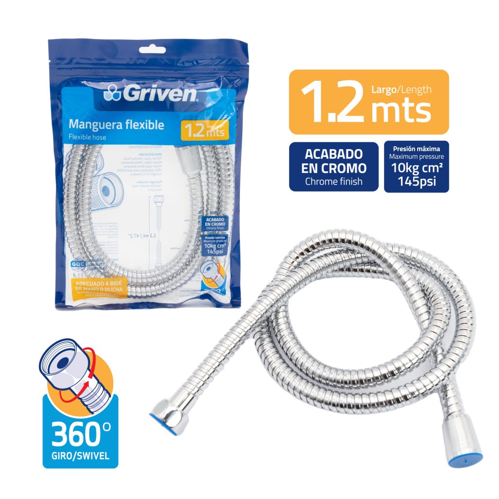 Manguera hr1/2'' x hr1/2'' GRIVEN (cromada)