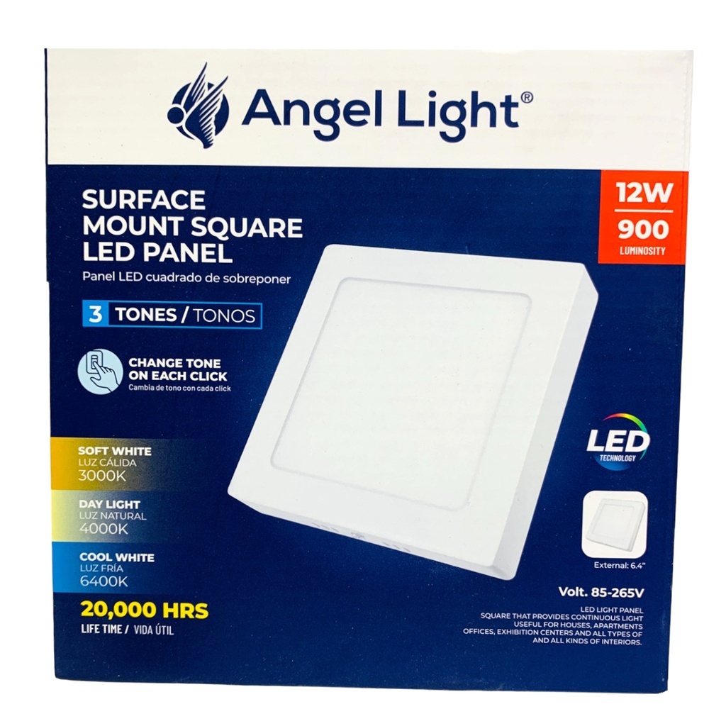 Panle led cuadrado sobreponer 3 tonos ac85-265v ANGEL LIGHT