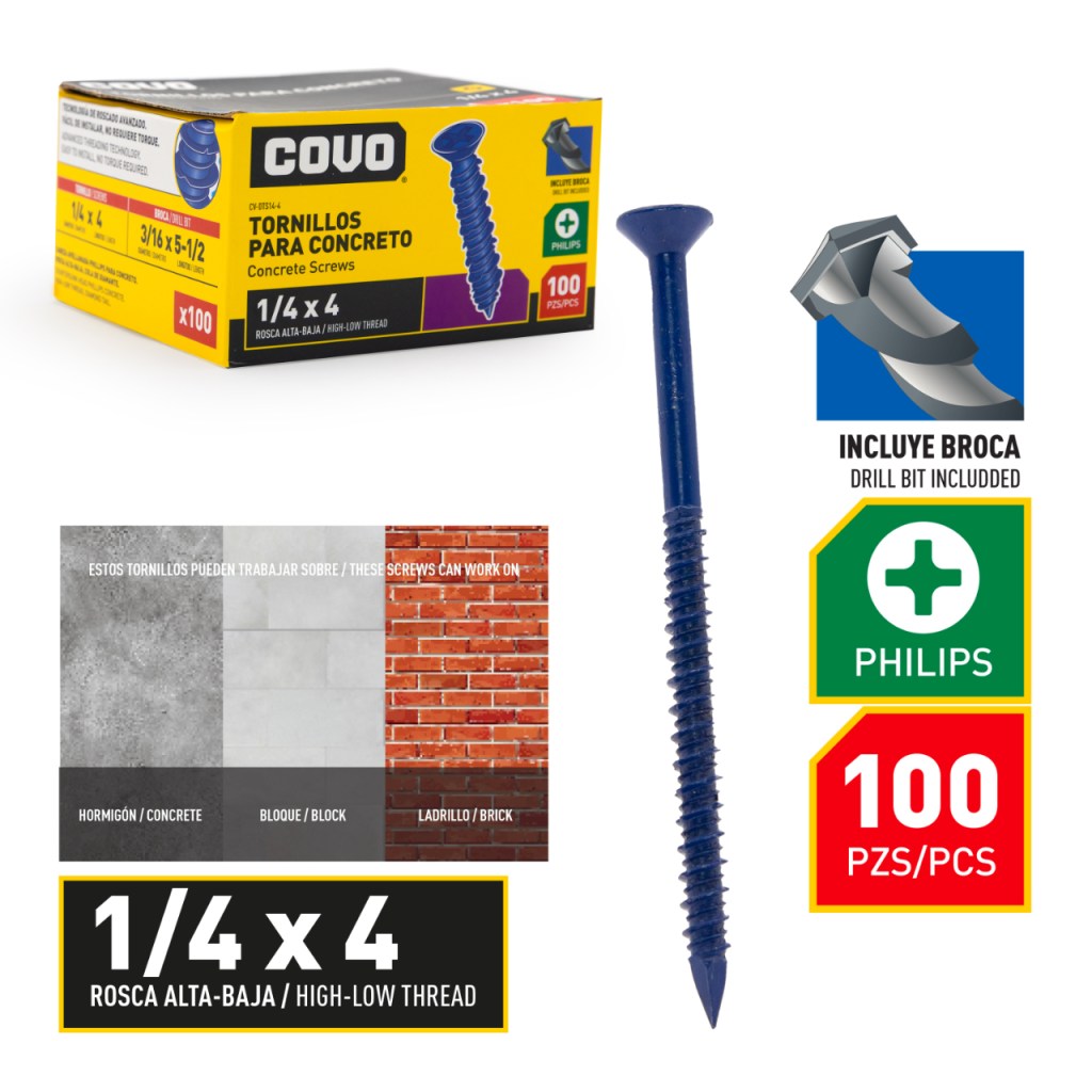 Tornillo para concreto COVO (set 100pz)