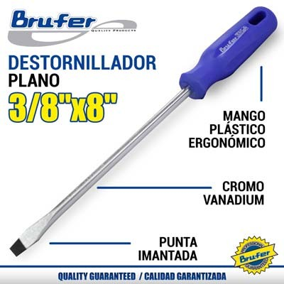 Destornillador plano BRUFER (3/8'' x 8'')