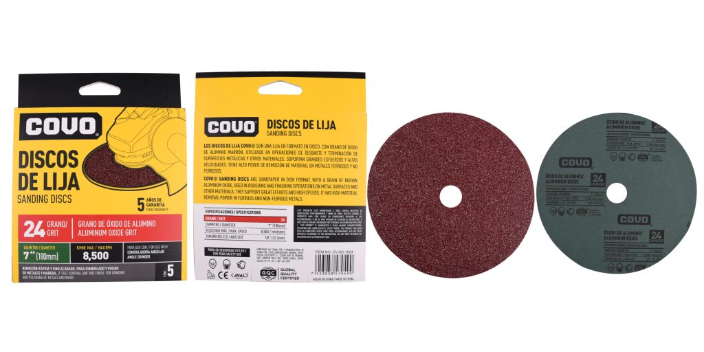 Disco de lija 7'' x 7/8'' COVO (set 5pz)