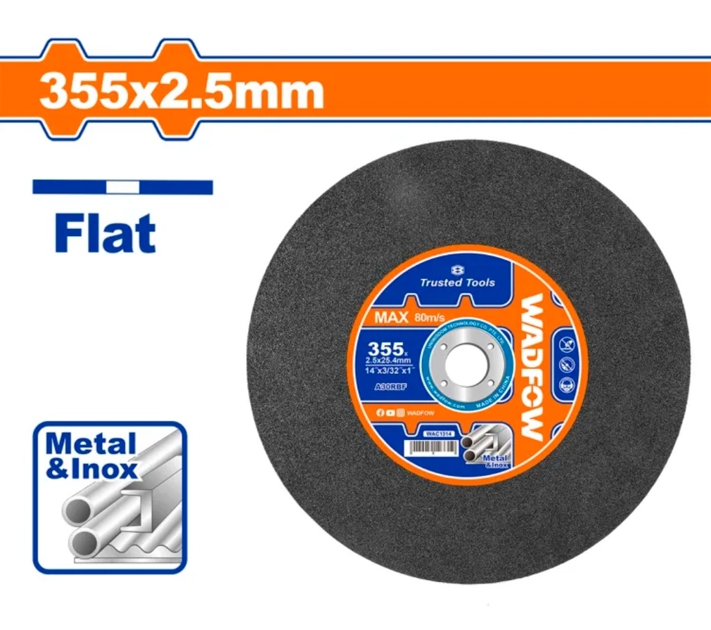 Disco de corte 14'' x 1/8'' WADFOW (centro plano)