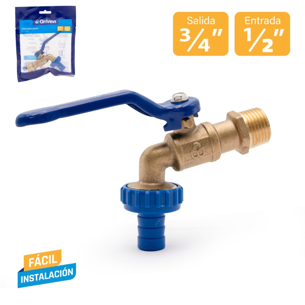 Llave para manguera mr1/2'' x mr3/4'' GRIVEN (satinada)