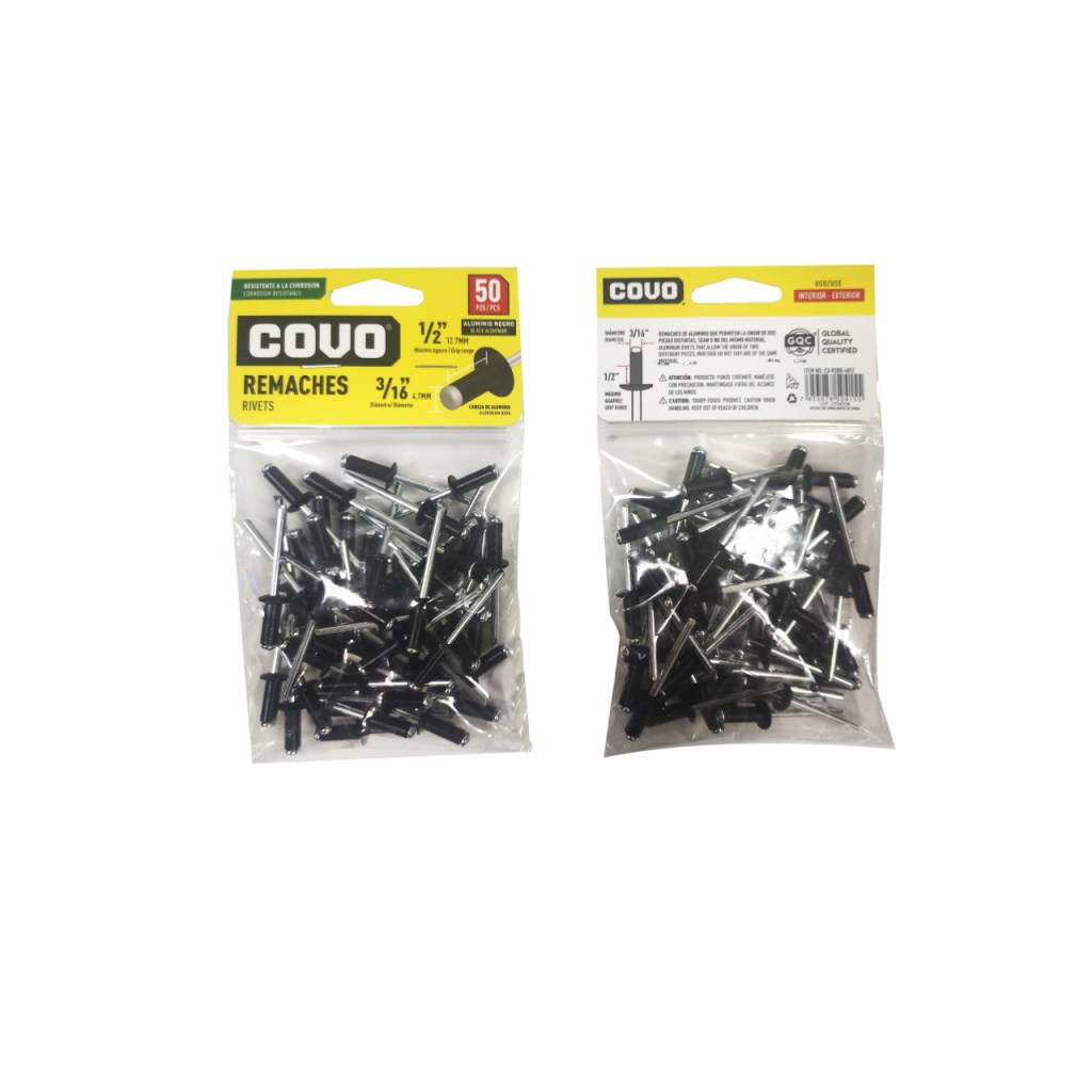Remache de aluminio color negro COVO (set 50pz)