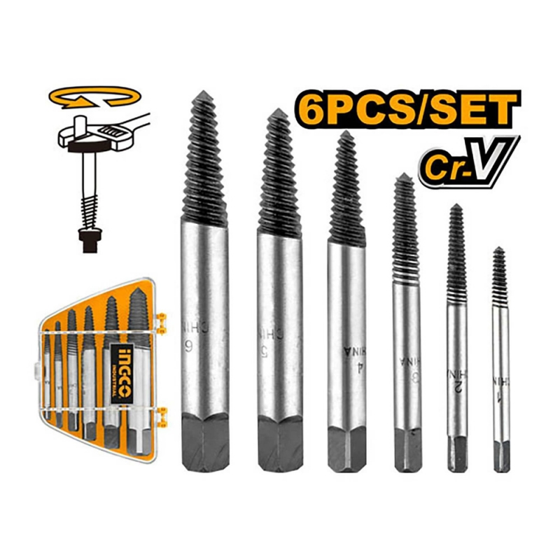 Extractor de tornillos INGCO (set 6pz)