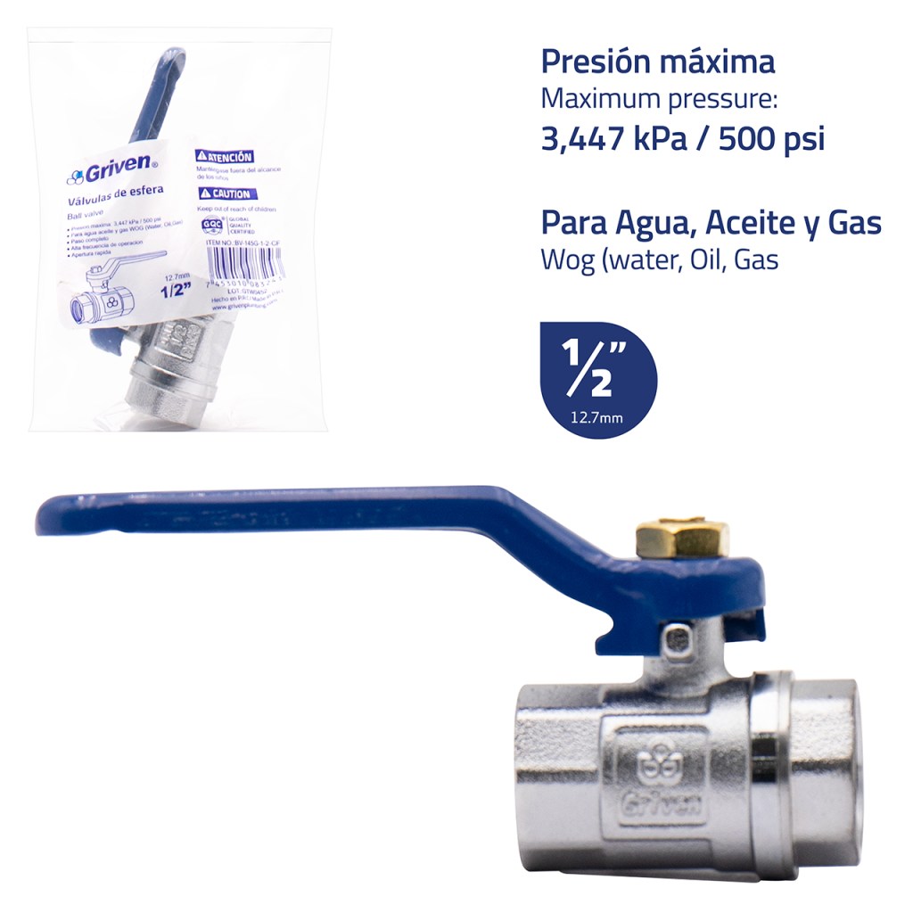 Llave de paso GRIVEN (cromada)