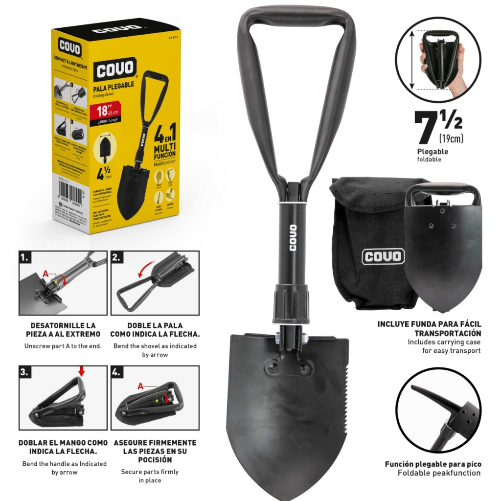 Pala metalica 4 en 1 plegable 18'' COVO