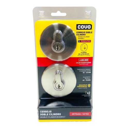 Cerrojo satinado COVO (llave-llave)