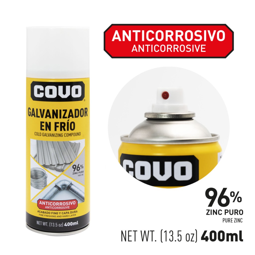 Aerosol anticorrosivo galvanizado en frio COVO (400ml)