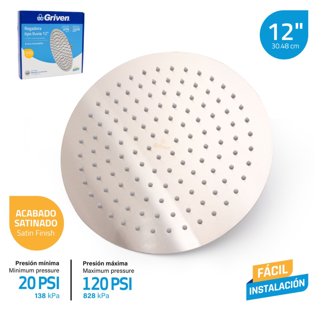 Regadera cuadrada para ducha GRIVEN