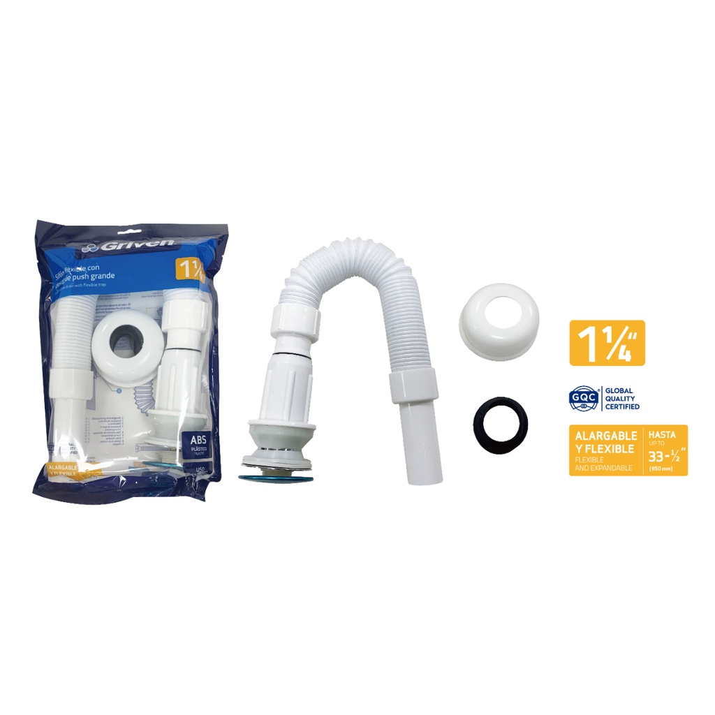 Desague tipo push con sifon extensible GRIVEN (1.1/4)