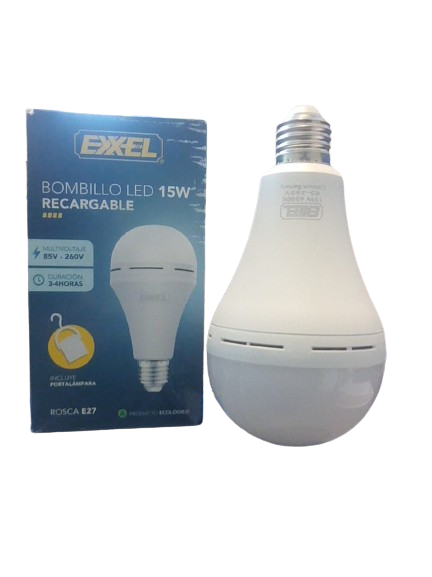 Bombillo led recargable ac85-265v EXXEL (incluye sócate colgador)