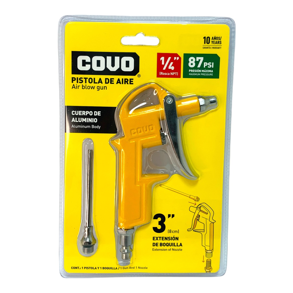 Pistola de aire para pintar 3" con extensión 87psi COVO
