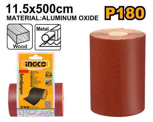 Lija 11,5cm x 500cm grano 180 INGCO