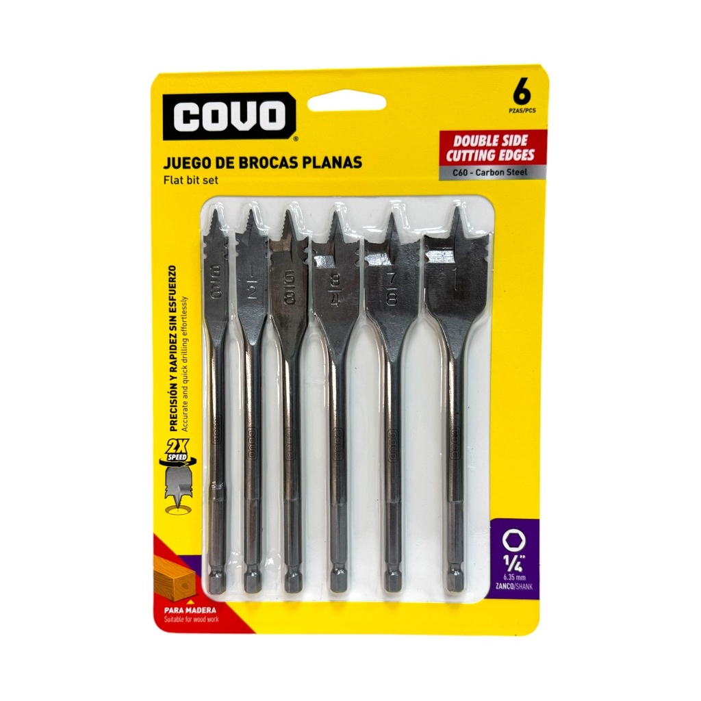 Mecha de pala para madera COVO (set 6pz)