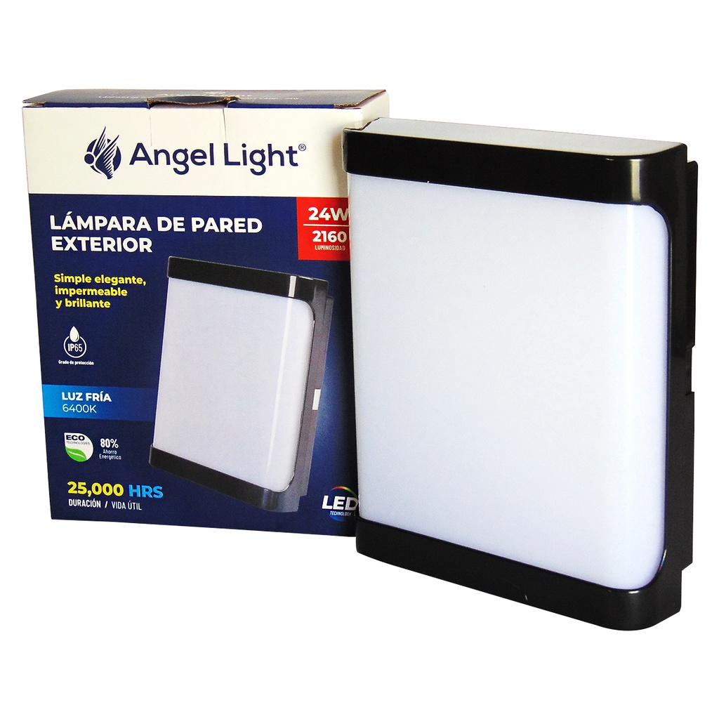 LAMPARA DE PARED EXTERIOR NEGRA 24W 100-265V ANGEL LIGHT