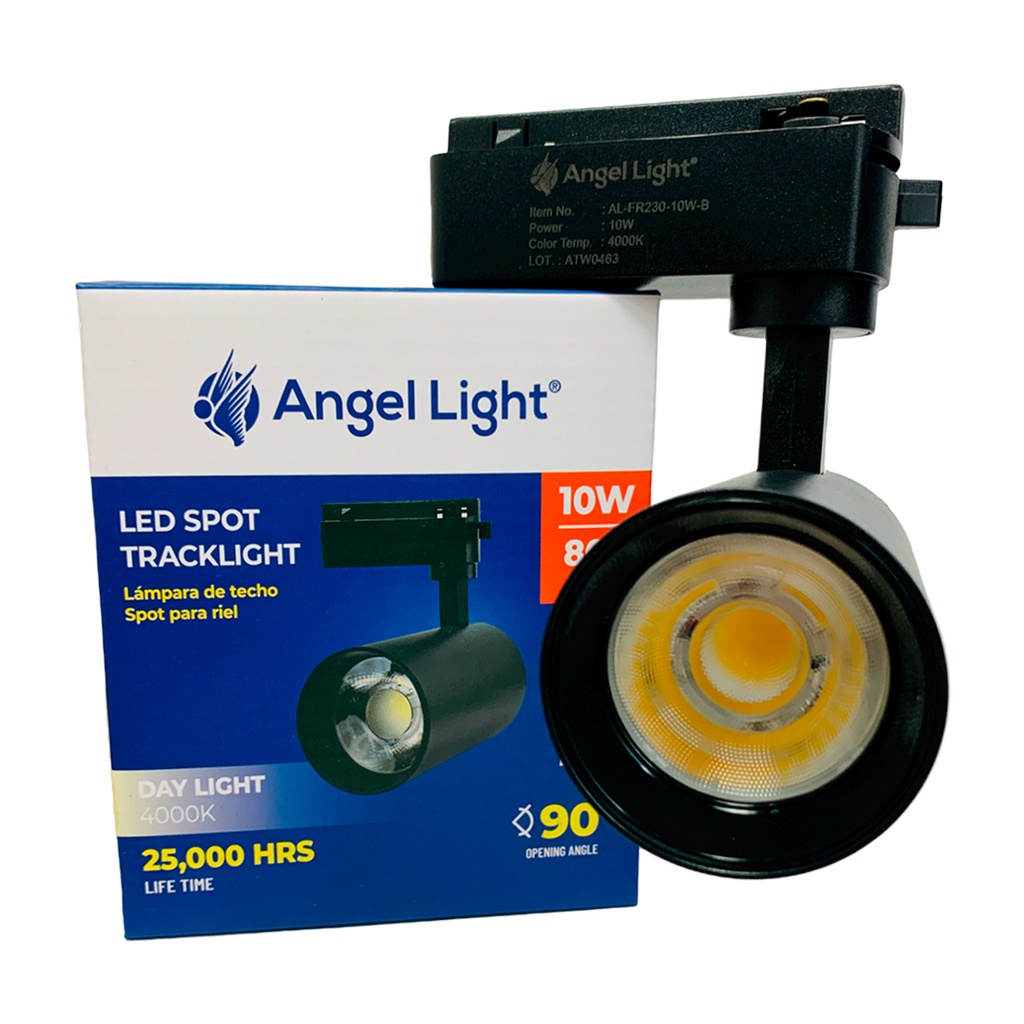 Lampara de techo spot para riel 10w 4000k ac100-265v ANGEL LIGHT (carcasa negra)
