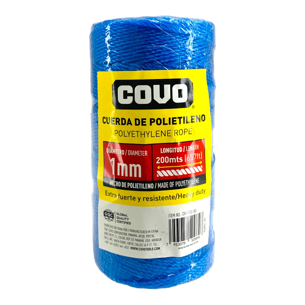 Cordel pp30 polietileno 1mm x 200mts azul COVO