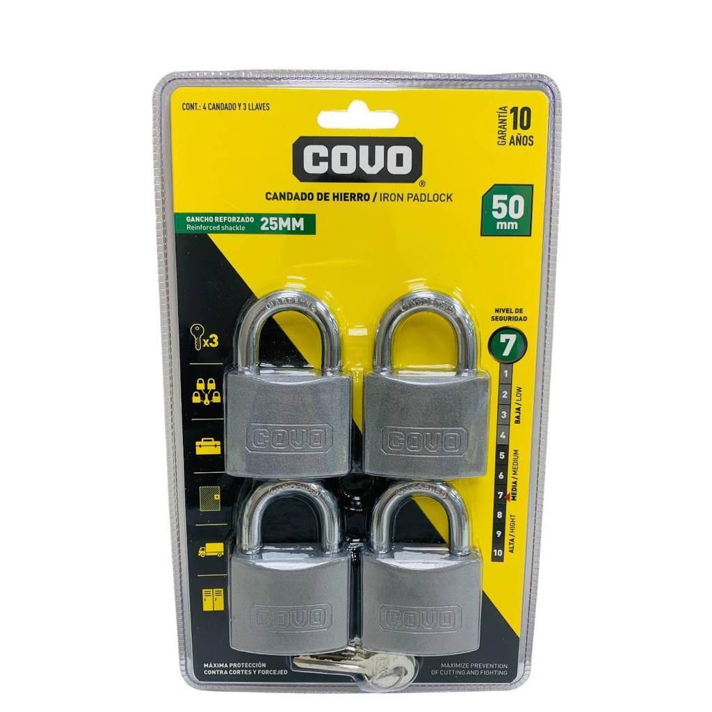 Candado de arco igualado 50mm COVO (set 4pz)